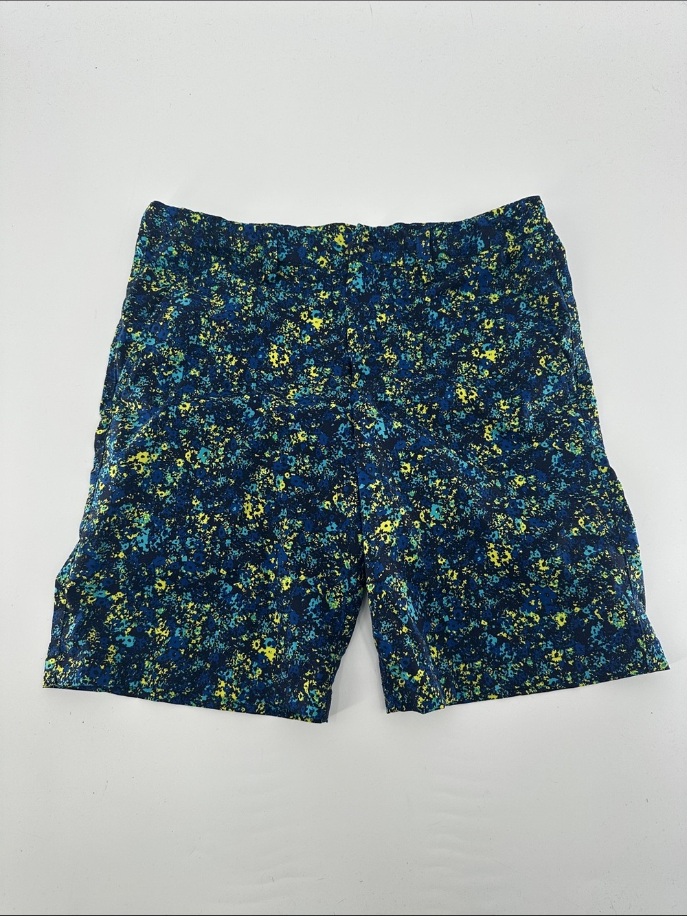 Under Armour Blue Floral-Print Shorts with Yellow Accents